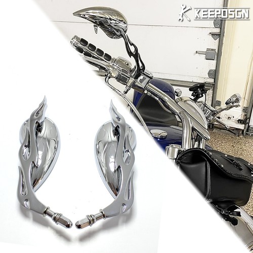 Flame chrome side mirrors - 2x,